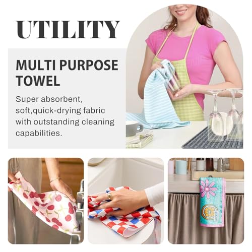 Novastar Kitchen Towels - Soft Absorbent Quick Towels for Kitchen Drying, Leopard Black White Texture Print Drying Dish Hand Towel for Home Decor with Lanyard