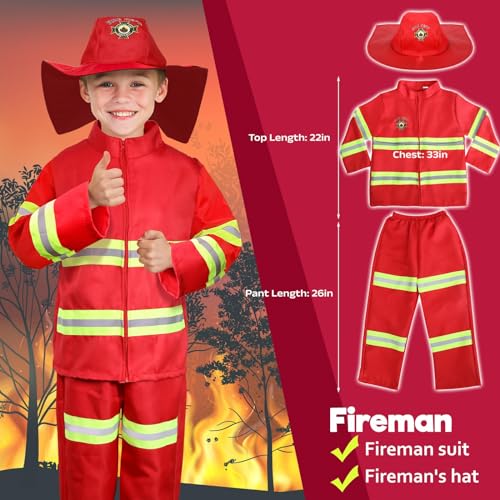 LOYO Kids Role Play Dress Up Clothes for 3-8 Years Old Play, 4 Sets Astronaut/Doctor/Fireman/Construction Costume for Kids...