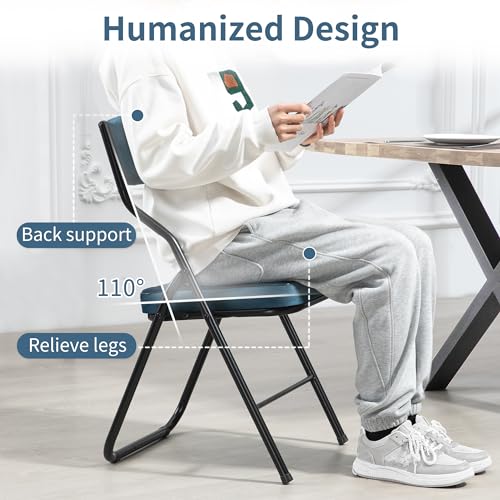 HOMEFUN Padded Folding Chairs 4 Pack - Foldable Dining Chair with Cushion, Portable and Assembled Extra Seat for Guests Ki...