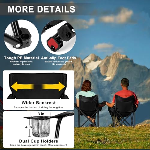 Joyfair Portable Camping Chair, Outdoor Lawn Folding Chairs for Adults, Heavy Duty Large Foldable Chairs for Beach, Fishin...
