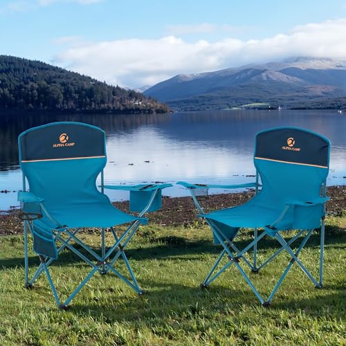 HIGH POINT SPORTS 2 Pack Portable Camping Chair for Adults, Folding Outdoor Camp Chair Lightweight Lawn Chairs Folding Col...