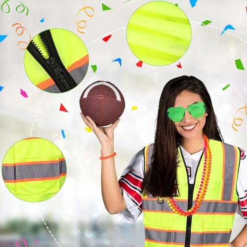 Kuscul 6Pcs Neon Costume Outfit Including Neon Reflective Vest Sunglasses Beaded Bracelet Socks for Women for Glow Party 7...