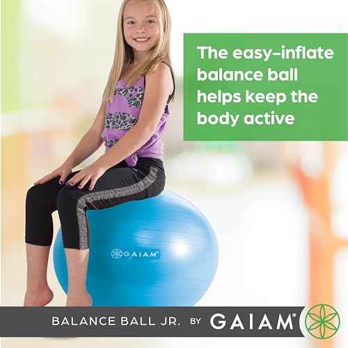 Gaiam Kids Balance Ball Chair - Classic Children's Stability Ball Chair, Alternative School Classroom Flexible Desk Seating for Active Students with Satisfaction Guarantee, Blue/Green