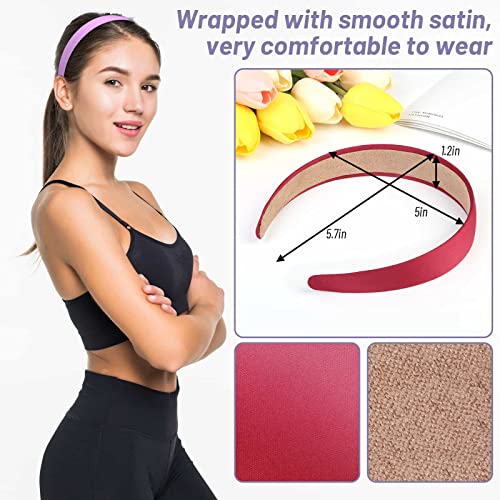 anezus 16 Pcs Satin Headbands Bulk 1 Inch Anti-slip Ribbon Hair Bands Plain Hard Headbands for Women Girls DIY Craft Hair ...