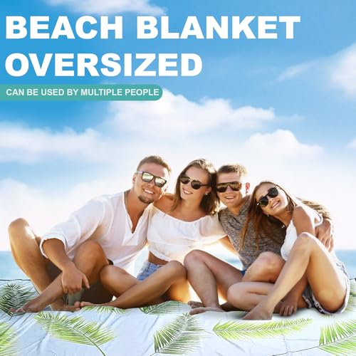 Beach Blanket Waterproof Sandproof beach mat 79" X 118" portable Quick Drying large essentials pincic mat for 2-8 adults h...