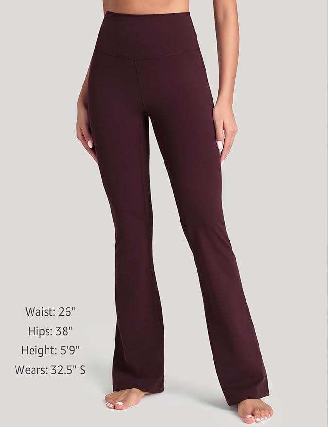 HeyNuts Harmony Flare Leggings 29"/30.5"/32.5"/34.5", High Waisted Tummy Control Wide Leg Bootcut Yoga Pants Lounge Soft