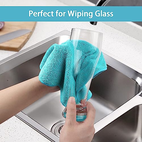 HOMEXCEL Microfiber Cleaning Cloth,12 Pack Cleaning Rags, Cleaning Towels with 4 Color Assorted, 11.5"X11.5"(Green/Blue/Ye...