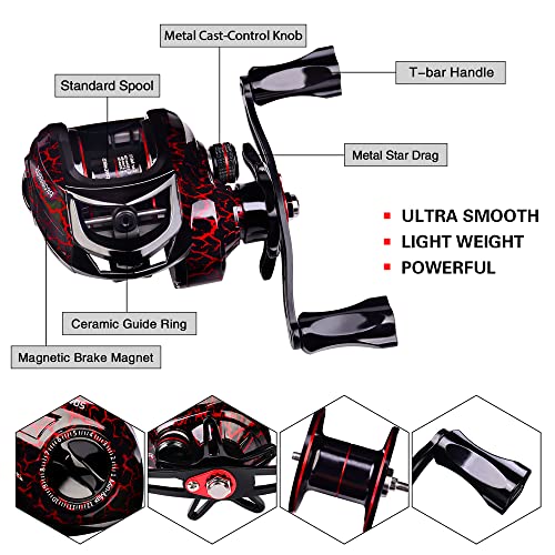 Fishing Rod and Reel Combo, 6.9ft Carbon Fiber Telescopic Fishing Pole with Spinning/Baitcasting Reel Combos, Sea Saltwate...