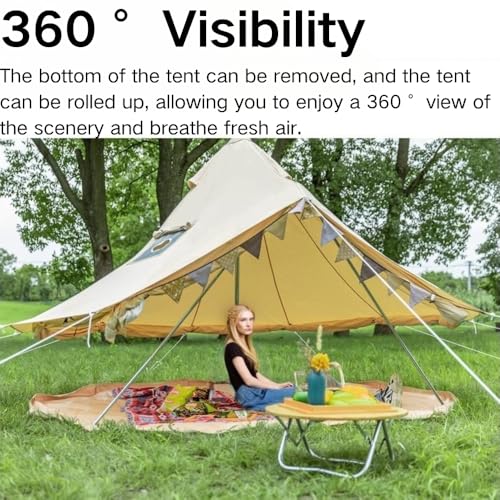 Luxury Four-Season Yurt Tent | Spacious Canvas Bell Tent with Stove Jack | Heavy-Duty Cotton Blend | Ultimate Family Glamp...