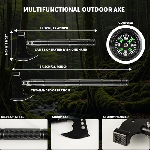 Camping Foldable Digging Shovel,MultiTool Steel Tactical Kit, Military Survival Shovel, Military Survival Gear Car, Emerge...
