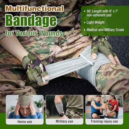 IFAK Trauma Kits, 115 PCS First Aid Kits with 36" Splint Israeli Style Compression Bandage, Survival Emergency Prepare Bag...