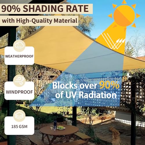 MEANCHEN 90% 10x20ft Sun Shade Cloth for Outdoor Deck Backyard Patio Garden Shade Fabric Privacy Screen Pergola Shade Cove...