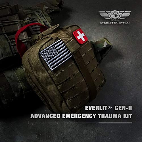 EVERLIT Advanced Trauma Kit, CAT GEN-7 Tourniquet, TCCC Compliant, Mil-Spec Nylon Laser Cut Pouch with 36" Splint, Militar...