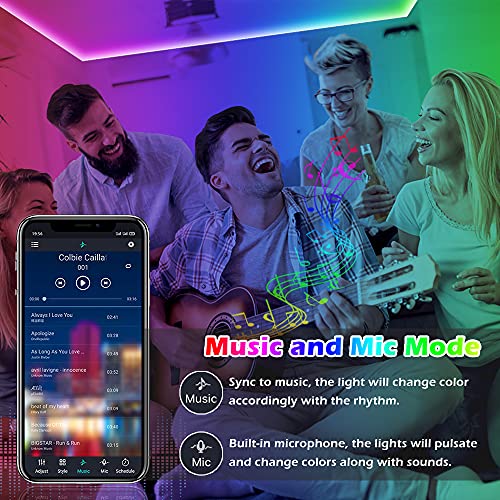 100ft Led Strip Lights,Long Smart Led Light Strips Music Sync 5050 RGB Color Changing Rope Lights,Bluetooth APP/IR Remote/...