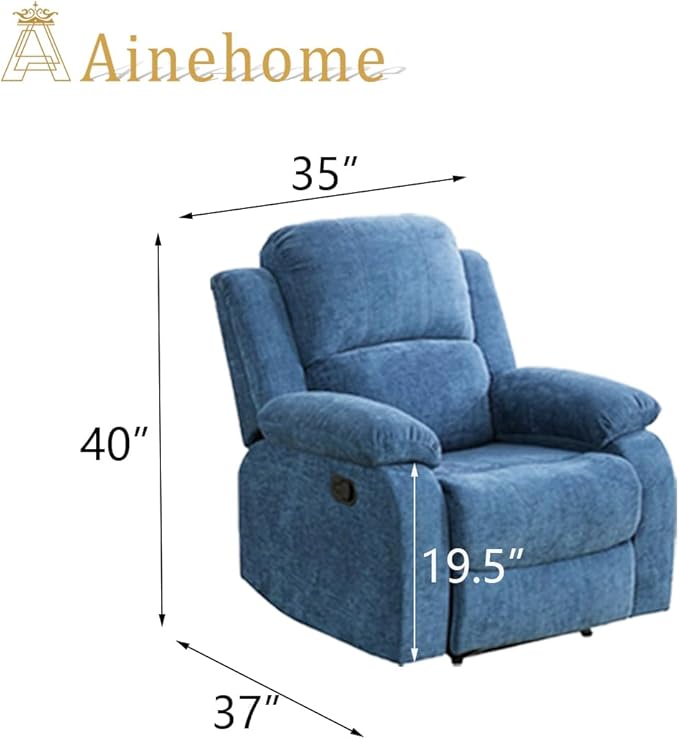 A Ainehome Living Room Furniture Set Leather Recliner Sofa Set Loveseat Chair Furniture Sofa Set for Living Room/Small Space/Rv/House/Office/Theater Seating (A-Blue Microfiber, Chair)