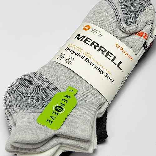 Merrell unisex-adult Men's and Women's Recycled Everyday Low Cut Tab Socks - 3 Pair Pack - Repreve Mesh