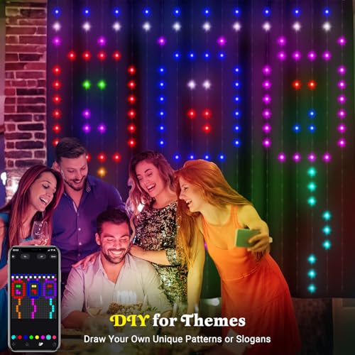 CoziTech Smart Curtain Lights 400 LED, Color Changing LED Curtains Light 6.6 * 6.6 FT, DIY Fairy String Light Curtain for ...