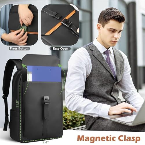 hk Slim Laptop Backpack for Men Women, Lightweight Business Backpacks 15.6 Inch Water-resistant Computer Bag for College W...
