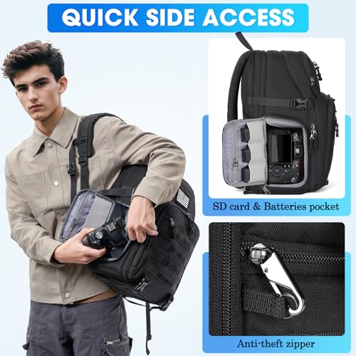 SDYSM Camera Backpack Bag Professional for DSLR/SLR Mirrorless Camera Waterproof 15.6 inch Tactical Camera Bags for Photog...
