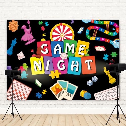 Newsely Game Night Backdrop 7Wx5H Photography Game Party Decorations Chess Card Playing Card Party Supplies Gamble Gaming ...