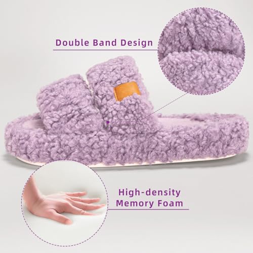House Slippers for Women Fuzzy Open Toe Soft Comfy Bedroom Shoes for Indoor Outdoor