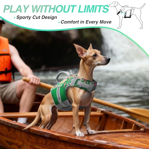 VIVAGLORY Sports Style Dog Life Vest, Dog Life Jacket for Swimming & Boating, Ripstop & Buoyancy for Puppy Doggy, Lifejack...