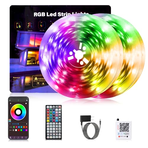 NBBUFF Led Lights for Bedroom, 200FT (2 Rolls of 100FT) RGB Led Strip Lights Sync with Music, Smart App Controlled Strip L...