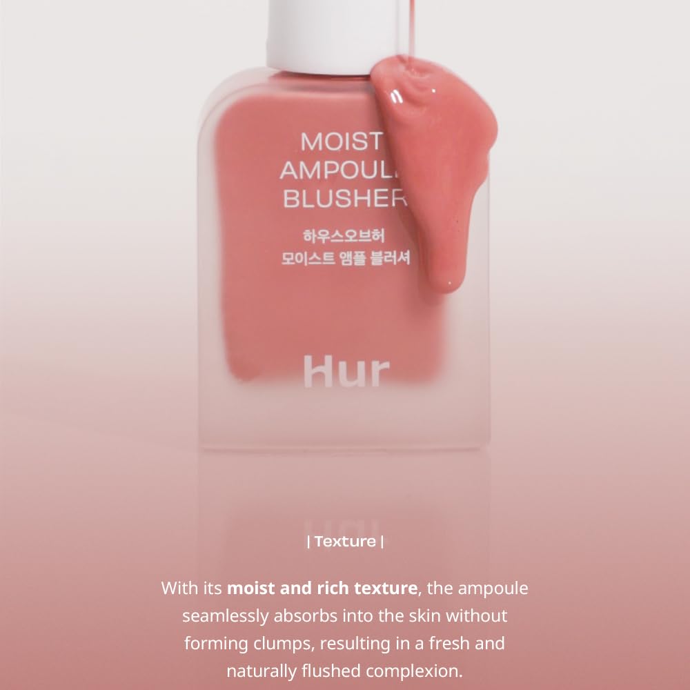 House of Hur Moist Ampoule Blusher, Buildable Water-based Formula, Infused with over 50% moisture essence, no tackiness, long-la