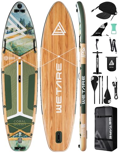 WETARE 11'6"x35" Inflatable Paddle Board, 450lbs Extra Wide Stand Up Sup Board for Adults, Blow Up Paddleboard Kayak Non-S...