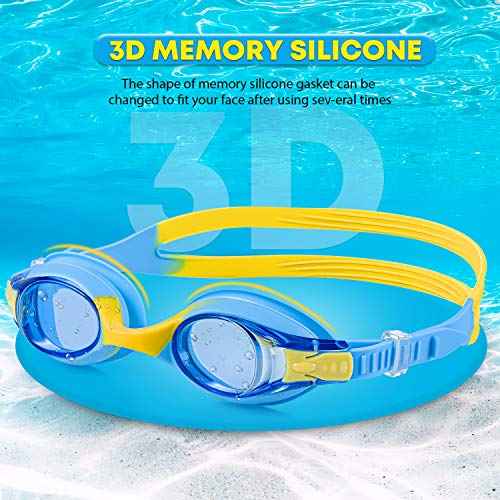Portzon Unisex-Child Swim Goggles, Anti Fog No Leaking Clear Vision Water Pool Swimming Goggles