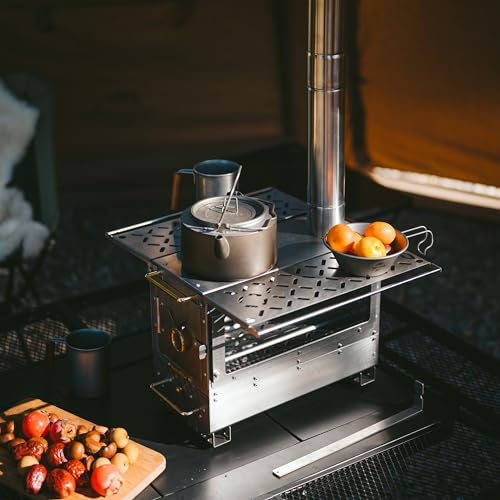 Naturehike Icefield Hot Tent Stove, Tabletop Camping Stove with 47.2" Chimney Pipes, Outdoor Tabletop Fire Pit