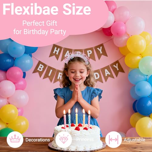 Papoopy Birthday Headband with Sash for Women, Birthday Crwon Tiara for Decorations