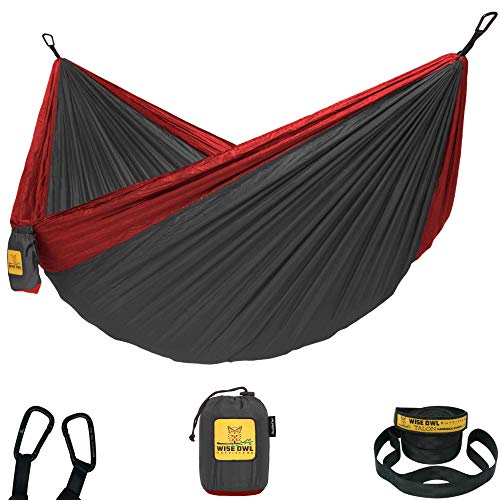 Wise Owl Outfitters Camping Hammock – 500lbs Portable Hammock with Tree Straps - Travel, Backpacking, Hiking, Outdoors Cam...