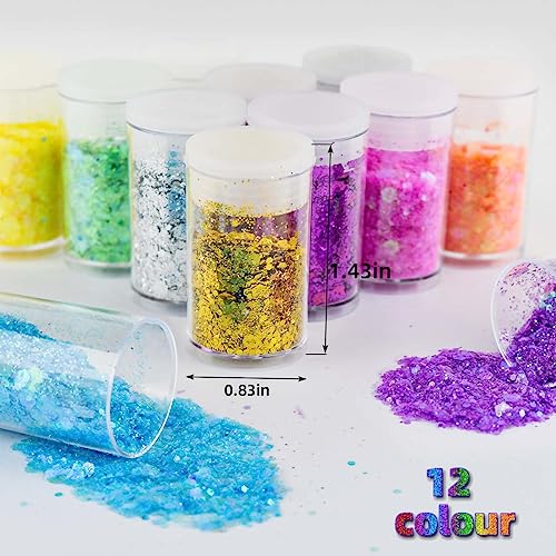 12 Colors Chunky Face Glitter No Glue Cosmetic Body Nail Eye Hair Art Resin Tumbler Glitter Holographic Glitte Glitter Mak...