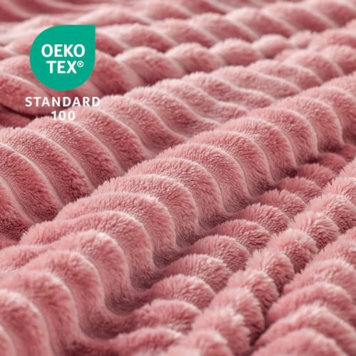 BEDELITE Fleece Throw Blanket for Couch – 3D Ribbed Jacquard Soft and Warm Decorative Fuzzy Blanket – Cozy, Fluffy, Plush ...