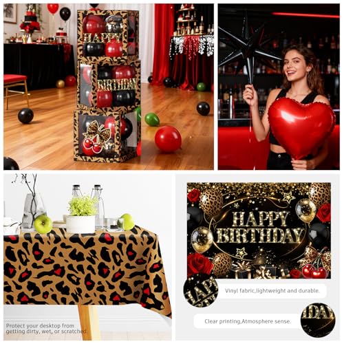 Cocomigo 258pcs Cheetah Print Birthday Decorations, One-stop Set for 25 People, Includes 350gsm Plates Pre‑threaded Banner...