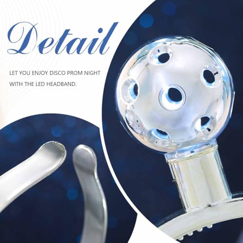 DRESBE Light Up Disco Ball Headband Silver LED Headbands Glow Party Hair Accessories for Women