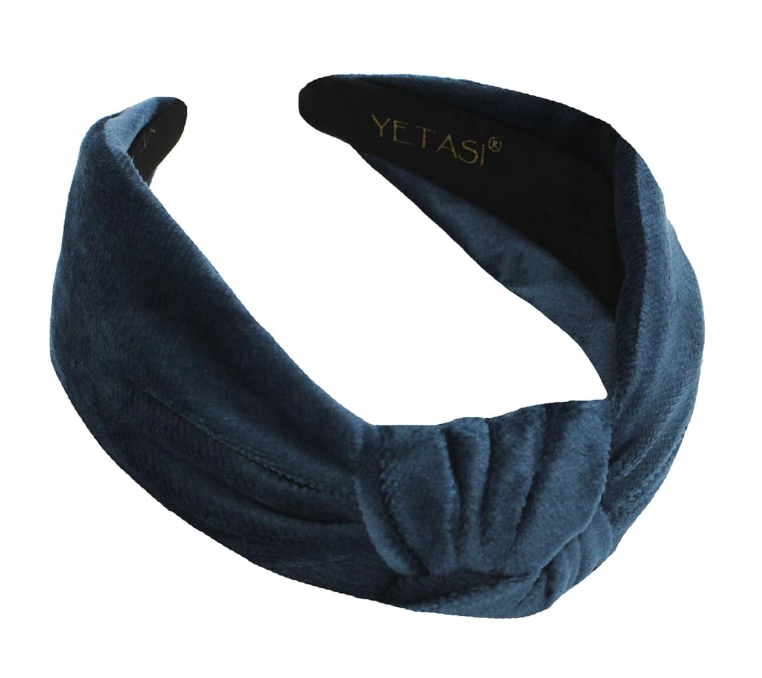 YETASI Pastel Blue Velvet Headbands Women Girls Trendy, Womens Headbands are Knotted Headband for Women 's Hair, Cute Headband T
