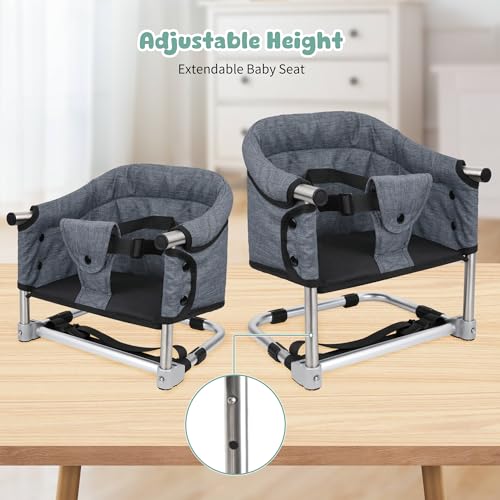 Booster Seat for Dining Table: Portable Toddler Booster Chair with Safety Buckle and Height Adjustable, Foldable Baby Feed...