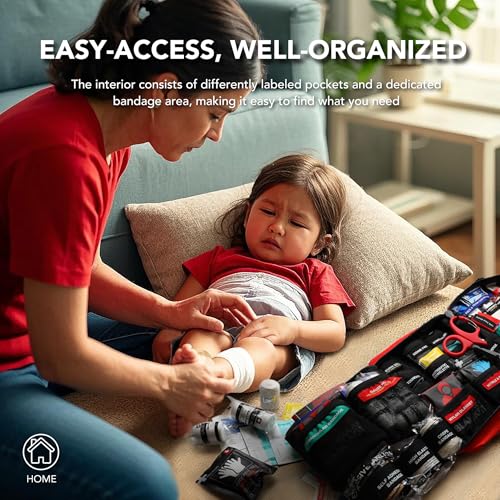430 Piece First Aid Kit, Well-Organized Premium Waterproof Compact Trauma Medical Kits for Any Emergencies, Ideal for Hom...