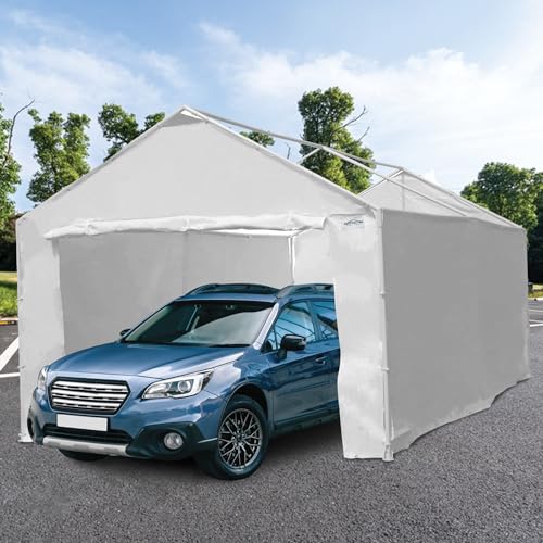 Caravan Canopy Tent Sidewalls for Domain Carport with Straps, Ideal for Garage Storage, Inflatable Garage Covering, White...