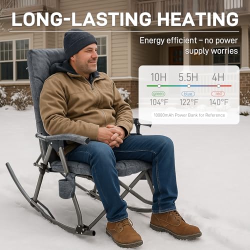 EVER ADVANCED Oversized Folding Rocking Camping Chair Set of 2, Padded Portable Rocker Chair for Patio, Lawn and Outdoors,...