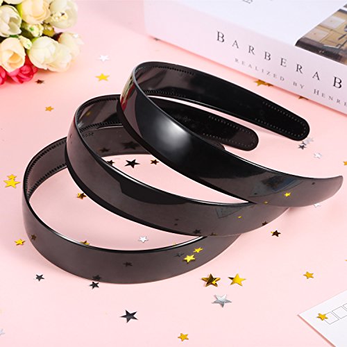 HESTYA 20 Pcs 1 Inch Black Plastic Headbands for Women Plain Craft Hairband with Teeth DIY Hair Accessories Headwear for G...