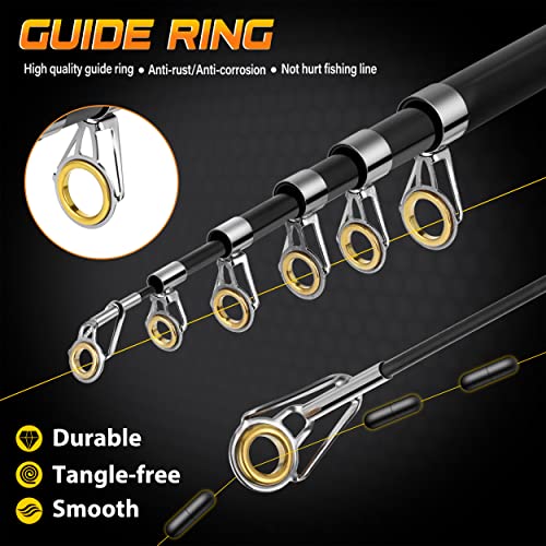 PLUSINNO Fishing Pole, Fishing Rod and Reel Combo,Telescopic Fishing Rod Kit with Spinning Reel, Collapsible Portable Fish...