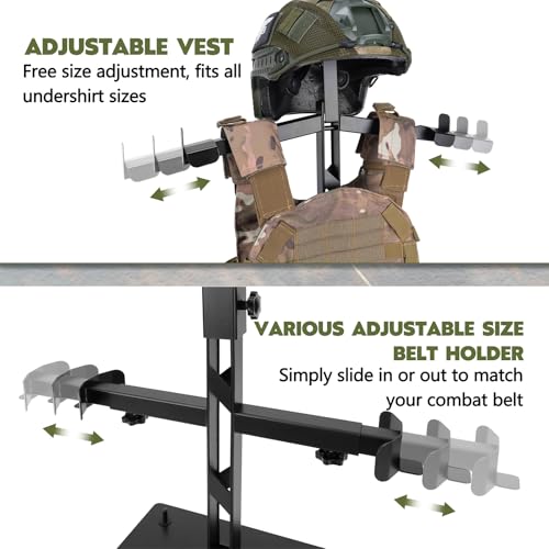 Pridefend Heavy Duty Steel Tactical Gear Stand - Hold Up to 100 lbs Helmet Vest Belt Display Rack,Tactical Vest Hanger, Ad...