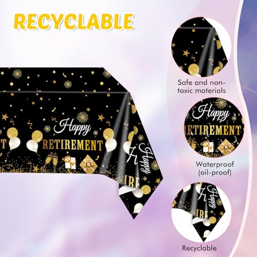 41PCS Retirement Decorations For Men Black and Gold Disposable Tablerware Decoration Favors Including Napkins Plates Table...