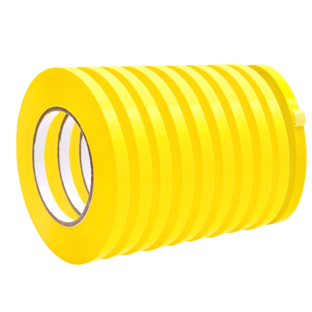 WOD Yellow 10 Pack, Poly Bag Sealer Tape - 3/8 inch x 180 yds. for Color Coding Age of Perishables, Food Storage, Pack,Aging and Sealing Meat, Candy, or Gifts BSTC22PVC