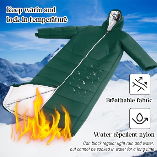Macarrie Wearable Sleeping Bag for Adults with Sleeves and Hood, 74 Inch Long 0 Degree Cold Weather Insulated Weather Slee...