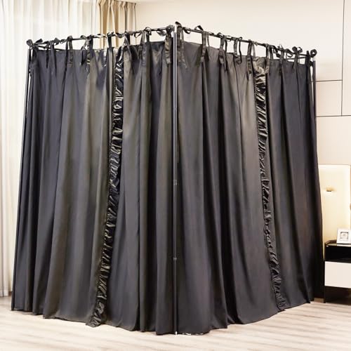 Akiky 4 Corners Post Canopy Bed Curtains Double Layer Cozy Drape Netting 4 Opening Mosquito Net Mesh for Girls Bedroom Dec...