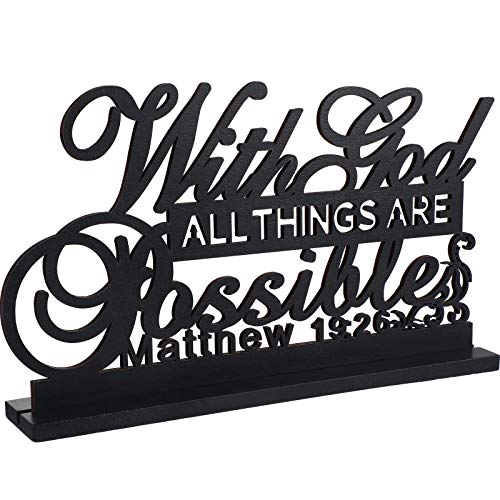 Jetec Inspirational Table Art with God All Things Are Possible Positive Sign Home Table Decoration, Motivational Centerpie...